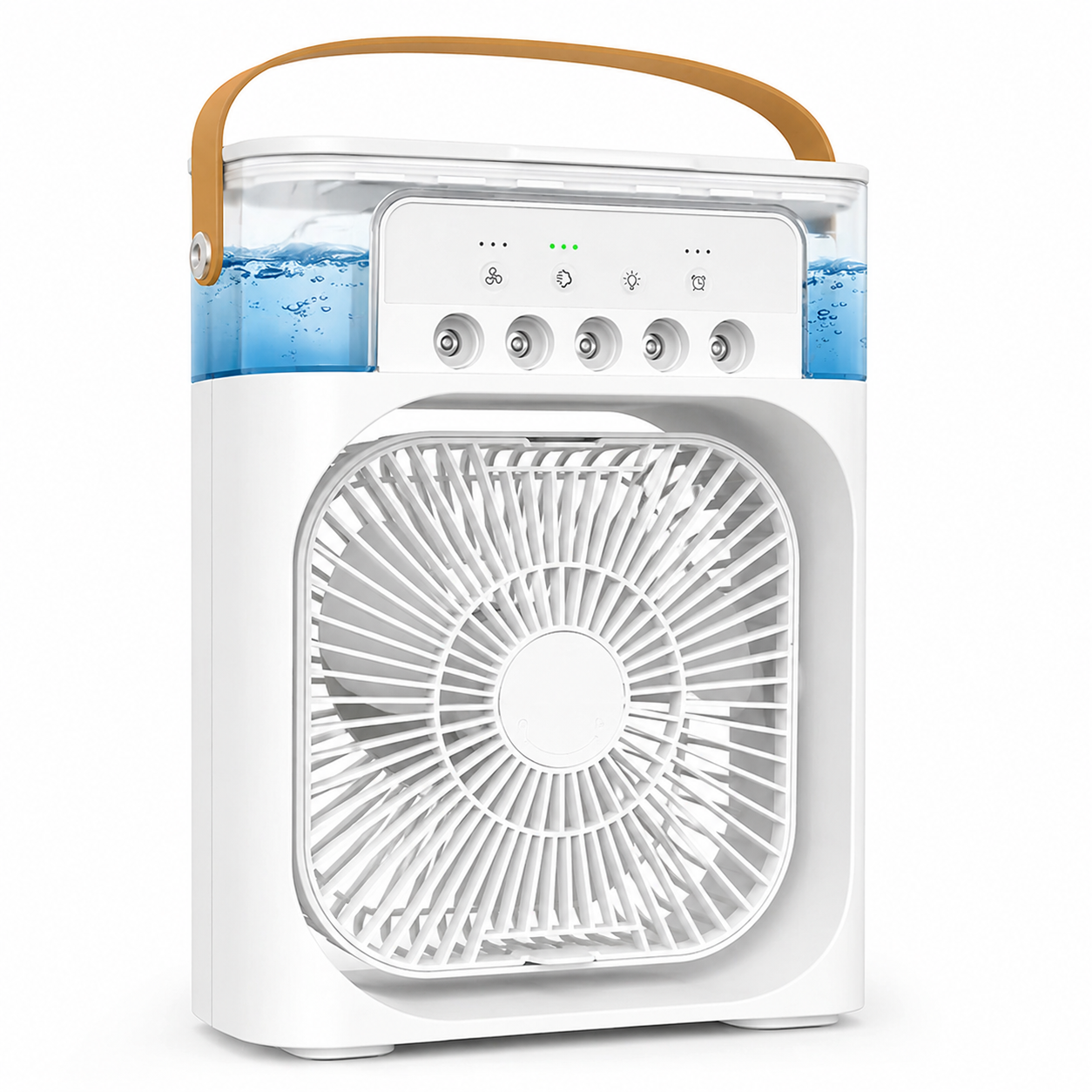 BuiBee Mini Air Cooler Fan — 4-in-1 Personal Cooler with Mist Spray, 7-Color LED Light & Aroma Diffuser | 600ml Tank | USB Powered