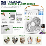 BuiBee Mini Air Cooler Fan — 4-in-1 Personal Cooler with Mist Spray, 7-Color LED Light & Aroma Diffuser | 600ml Tank | USB Powered