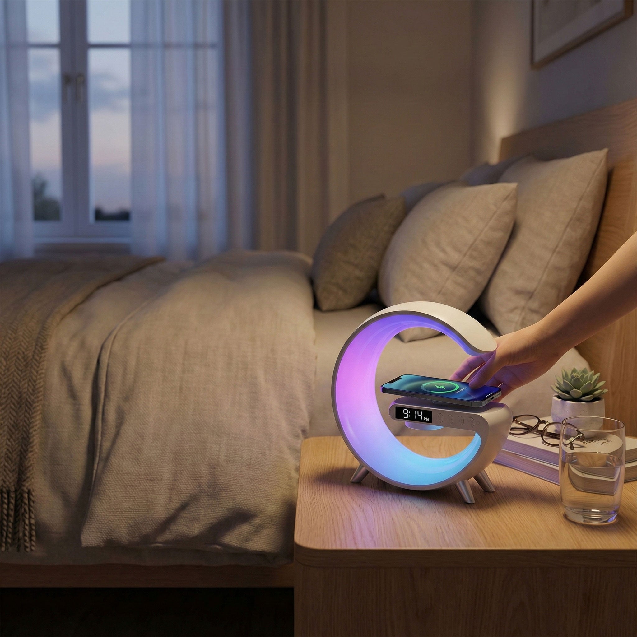 G-Lamp™ 4-in-1 RGB Bluetooth Speaker with Wireless Charging & Night Light