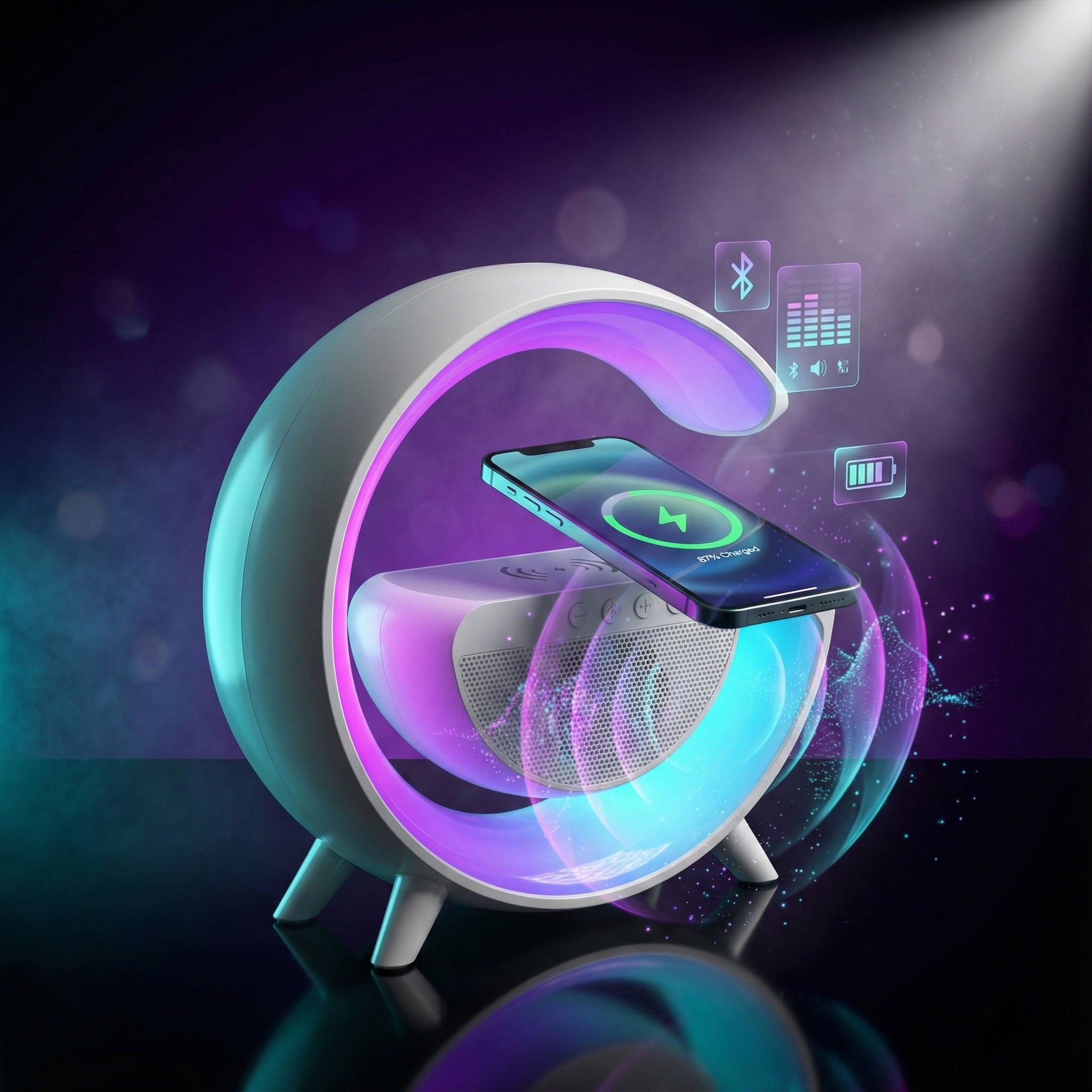G-Lamp™ 4-in-1 RGB Bluetooth Speaker with Wireless Charging & Night Light