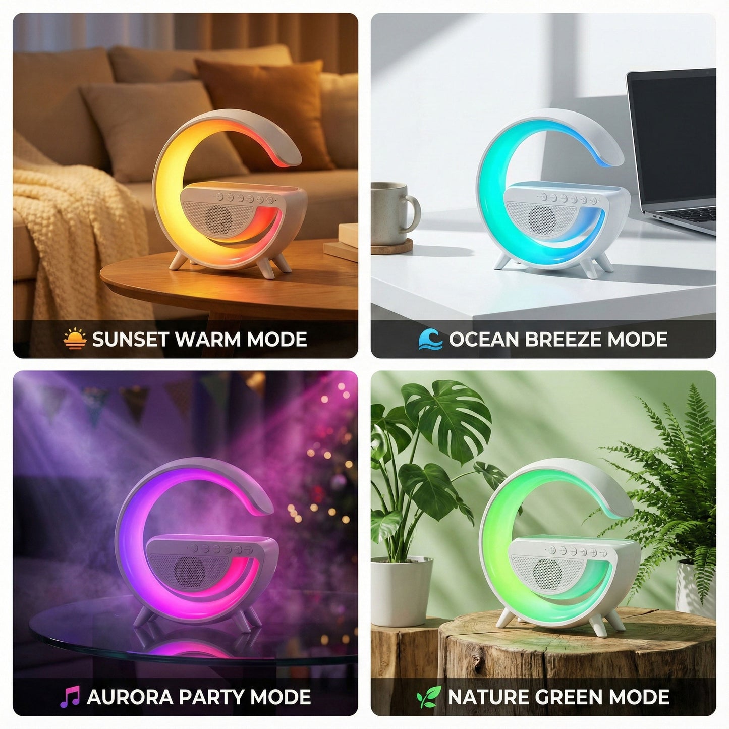 G-Lamp™ 4-in-1 RGB Bluetooth Speaker with Wireless Charging & Night Light