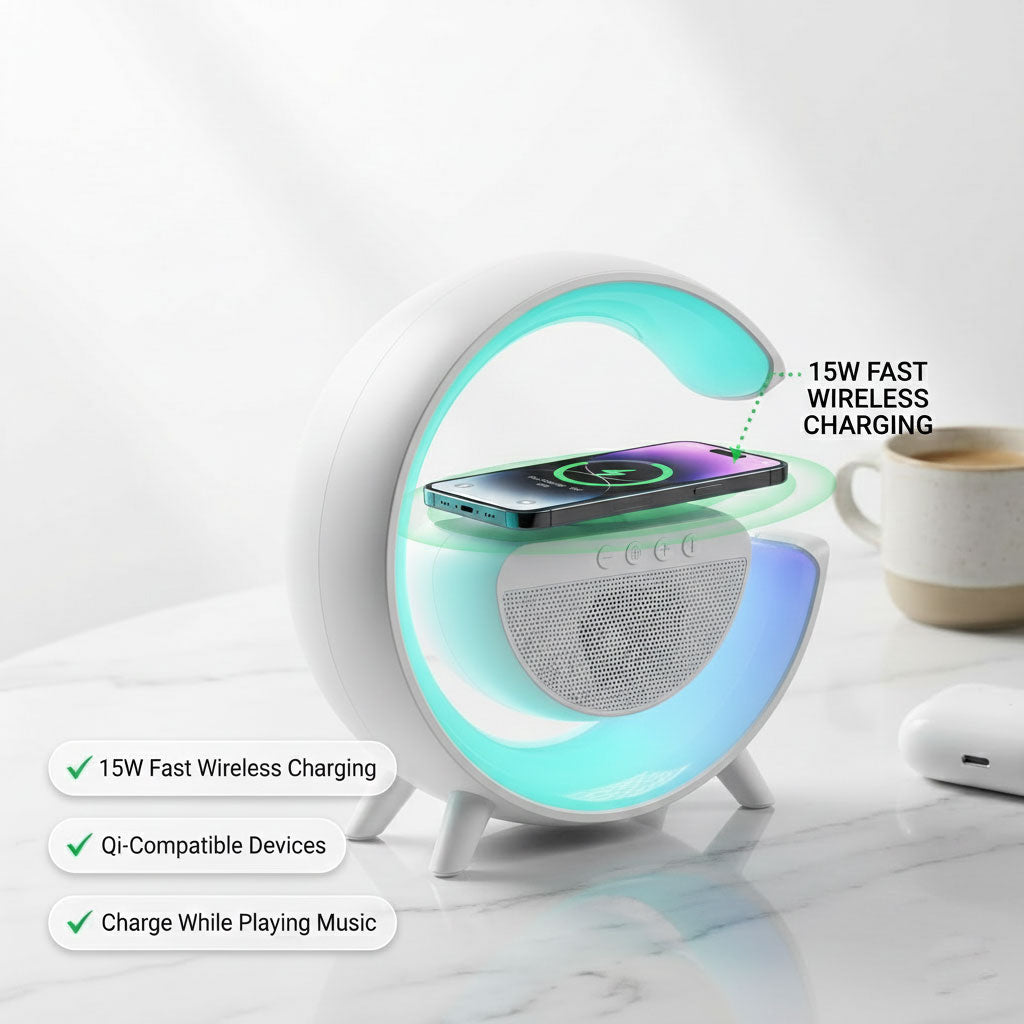 G-Lamp™ 4-in-1 RGB Bluetooth Speaker with Wireless Charging & Night Light