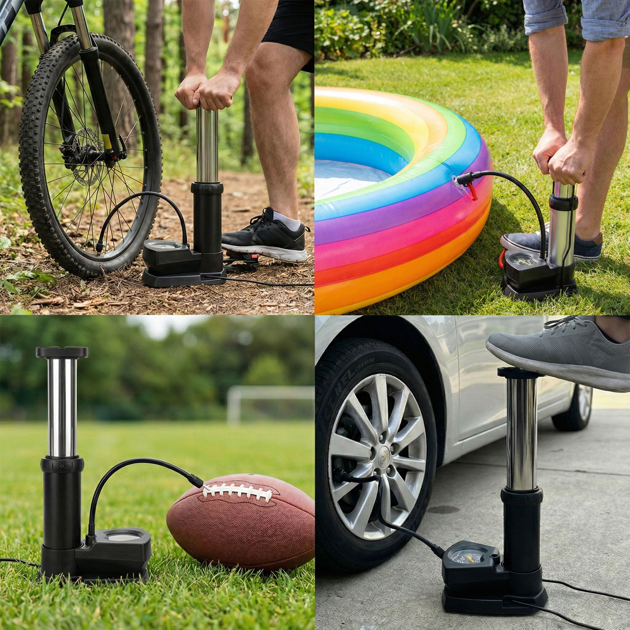 Mini Foot Pump Tyre Inflator with Pressure Gauge For Car | Bike | Cycle | Football