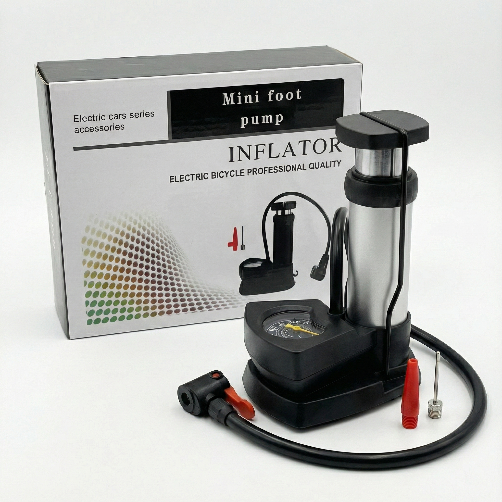 Mini Foot Pump Tyre Inflator with Pressure Gauge For Car | Bike | Cycle | Football