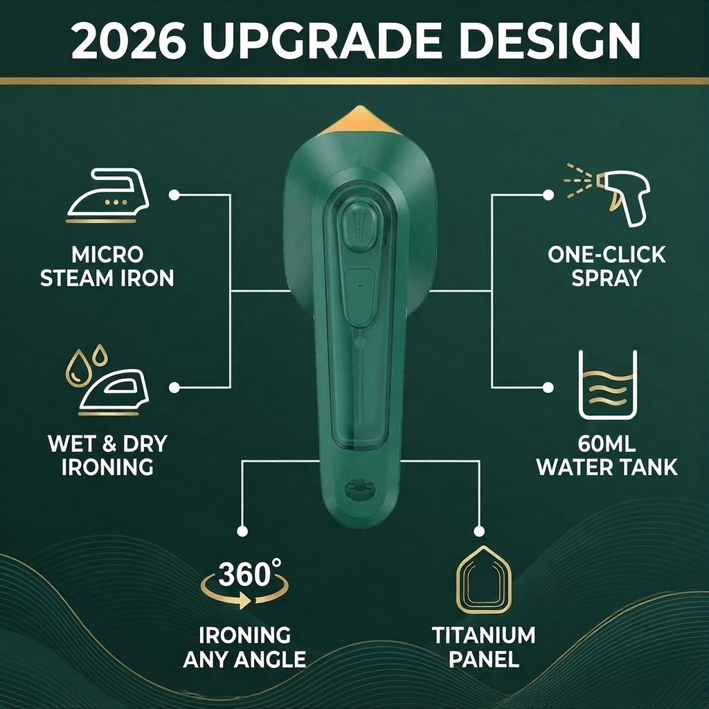 Portable Handheld Steam Iron – Dual Dry & Steam Mode | Mini Travel Iron for Clothes