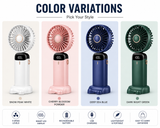 N15 Mini Portable Handheld Fan with Smart LED Display, 5 Speed Cooling, USB Rechargeable