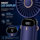 N15 Mini Portable Handheld Fan with Smart LED Display, 5 Speed Cooling, USB Rechargeable
