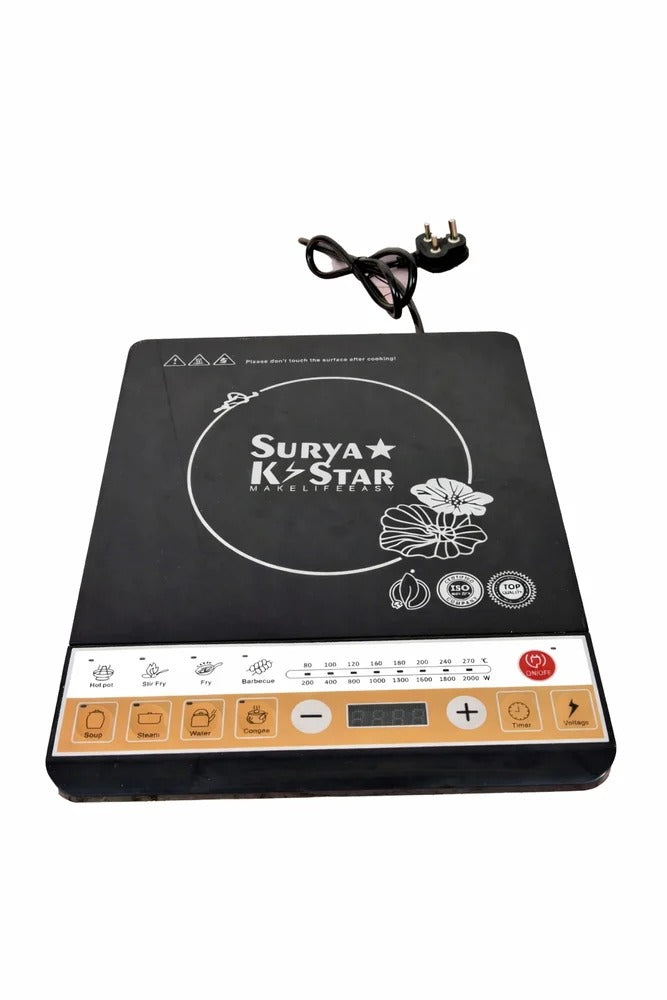 Surya K-Star Smart Induction Cooker – 2000W Fast Heating Portable Electric Cooktop with Touch Controls