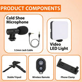 All-in-One Video Maker Kit with Tripod, Mic & LED Light – Smartphone Vlogging Setup