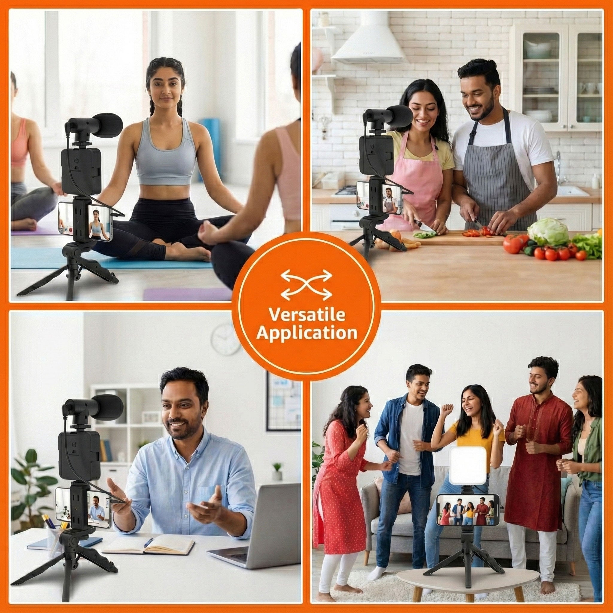 All-in-One Video Maker Kit with Tripod, Mic & LED Light – Smartphone Vlogging Setup