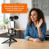 All-in-One Video Maker Kit with Tripod, Mic & LED Light – Smartphone Vlogging Setup