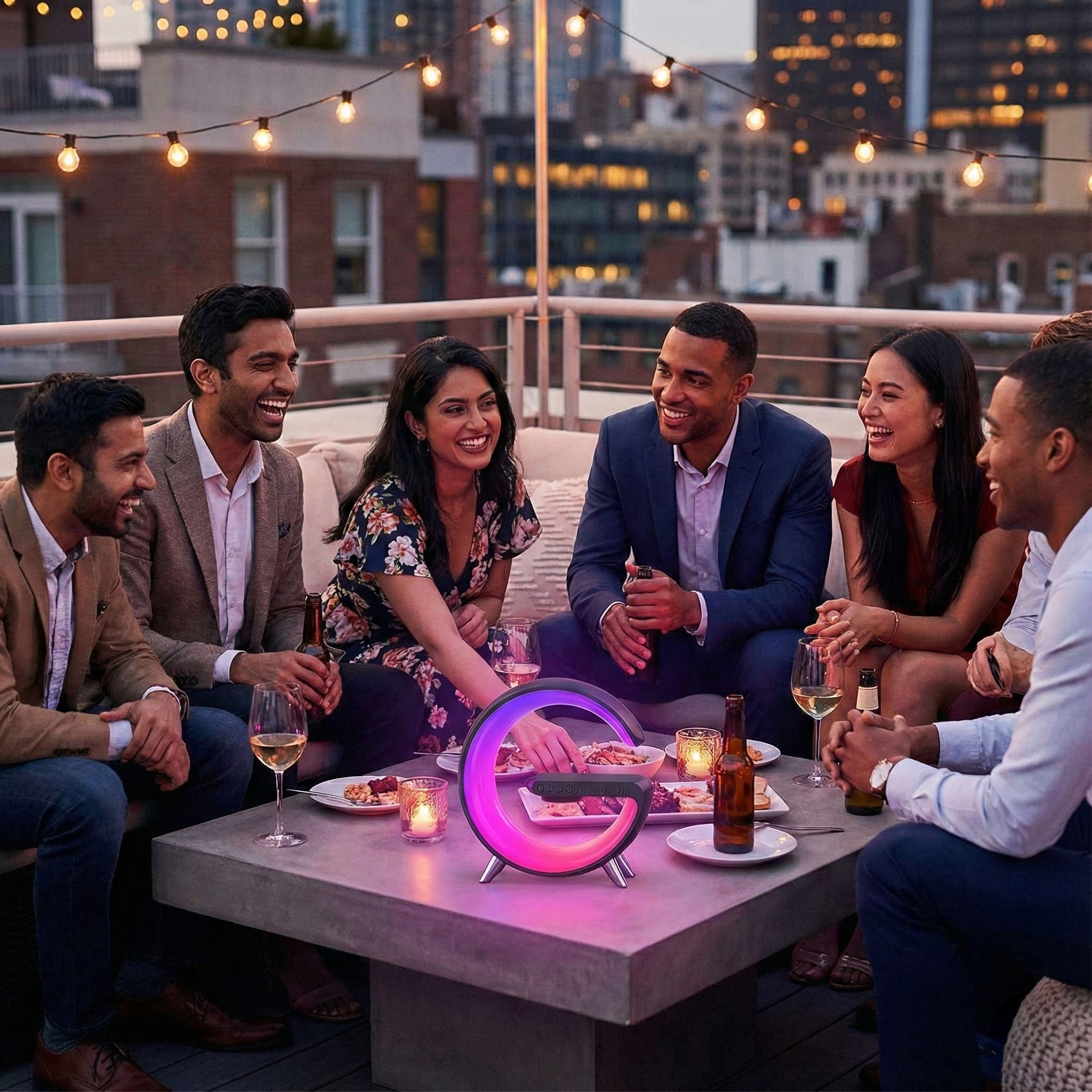 G-Lamp™ 4-in-1 RGB Bluetooth Speaker with Wireless Charging & Night Light