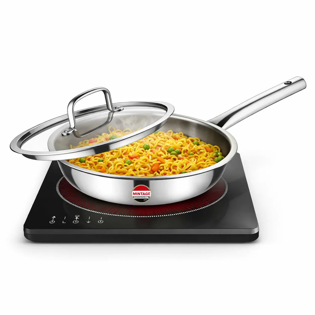 Mintage Triply Frypan TRINEX – 304 Stainless Steel | Induction & Gas Compatible
