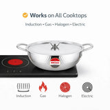 Mintage Triply Deep Hammered Kadhai with Lid – 304 Stainless Steel | Induction & Gas Compatible